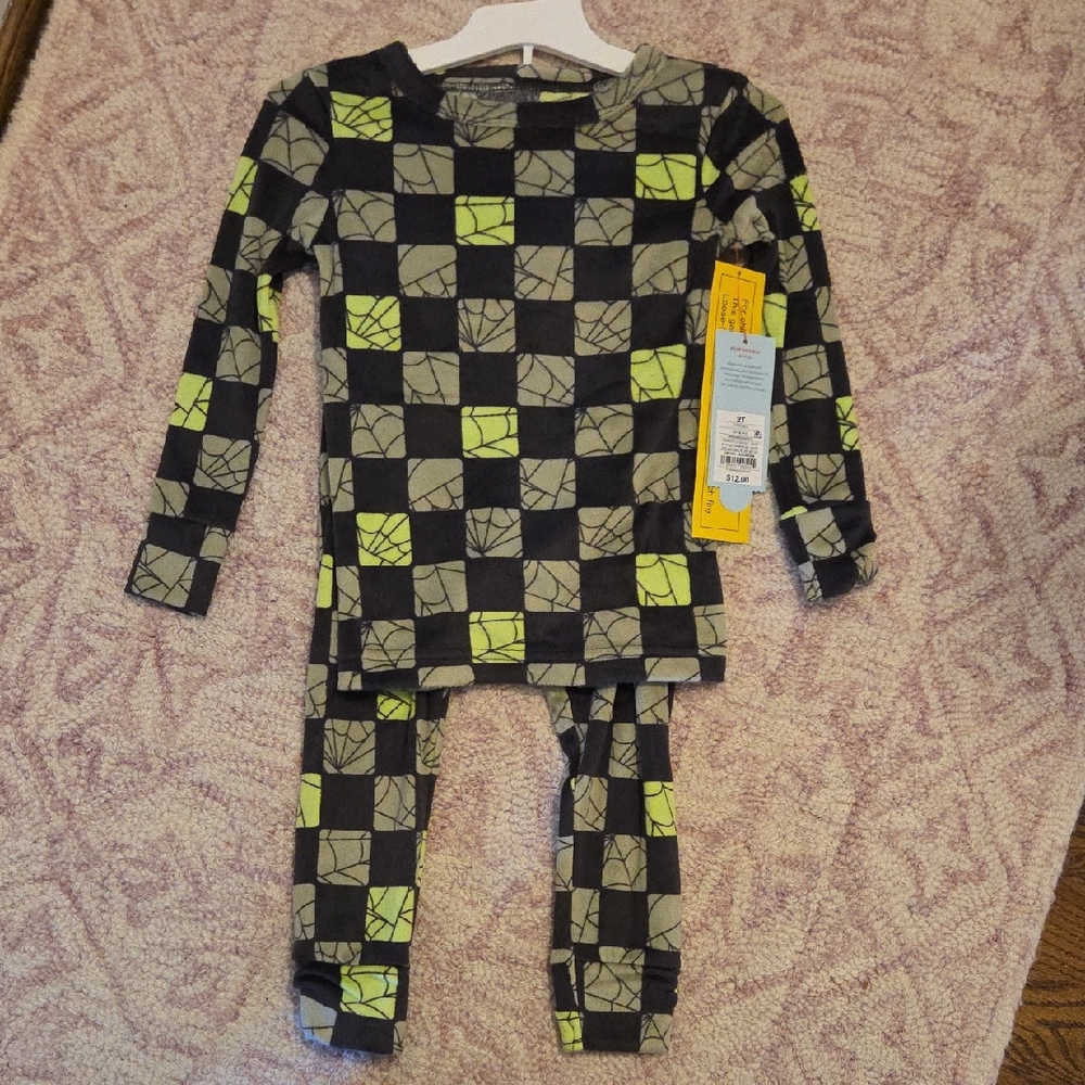 Cat & Jack Kids Checkered Pajama Set - Black and Yellow